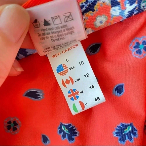 Red Carter Panel Plunge V-Neck One Piece Swimsuit Sz L - Picture 6 of 10